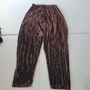 CP Shades Pants Womens Large Brown Crushed Velvet Pull On Elastic Waist Lounge